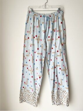 Character 💯% Cotton Flannel Pajamas Pant Scramble Print Size Large